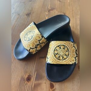 Versace Black and Gold Medusa Slides